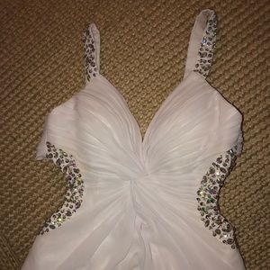 white jewel prom dress